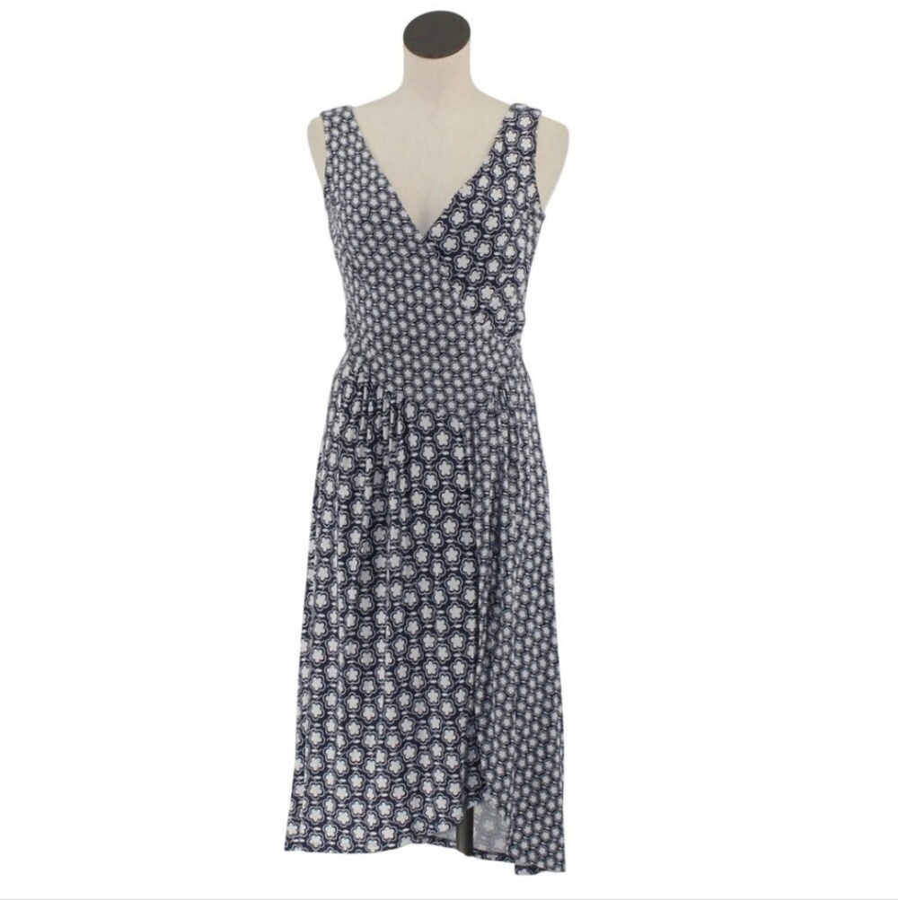 Boden Navy and White Floral Midi Dress
